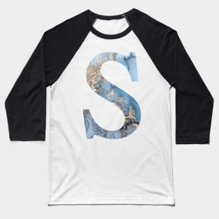 The Letter S Blue and Gold Metallic Baseball T-Shirt